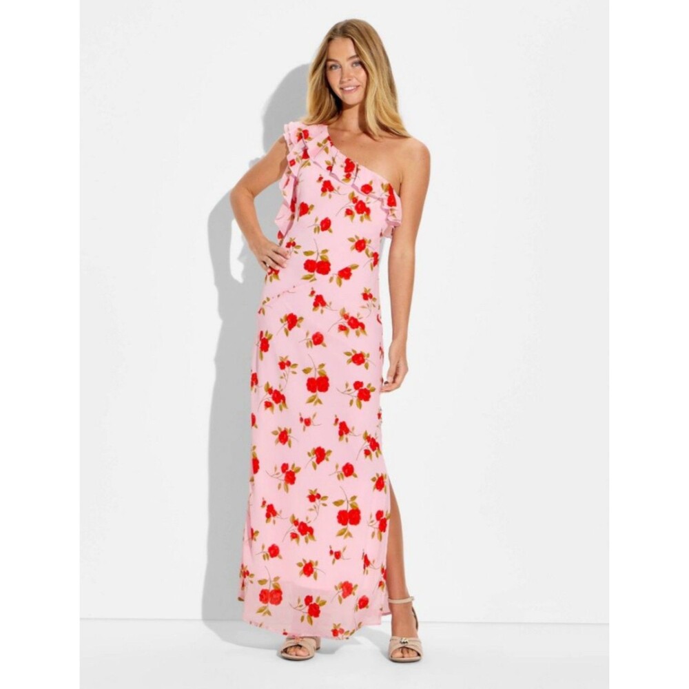 Women's Wild Fable Ruffle One Shoulder Midi Bodycon Dress Pink Floral